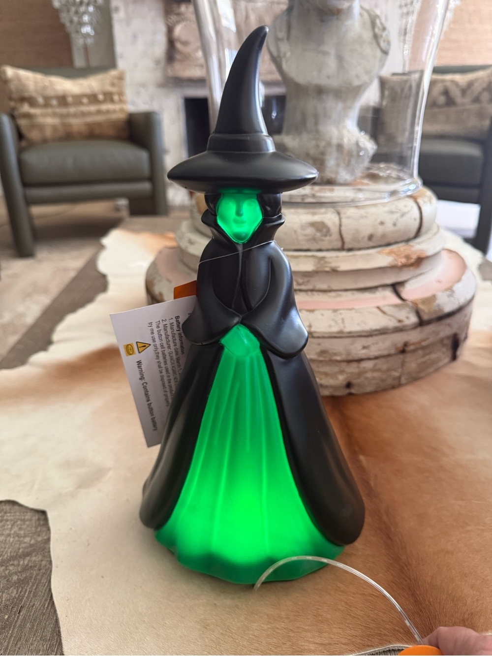 Brand NWT Glowing Witch Figurine Halloween Blow Mold - Black